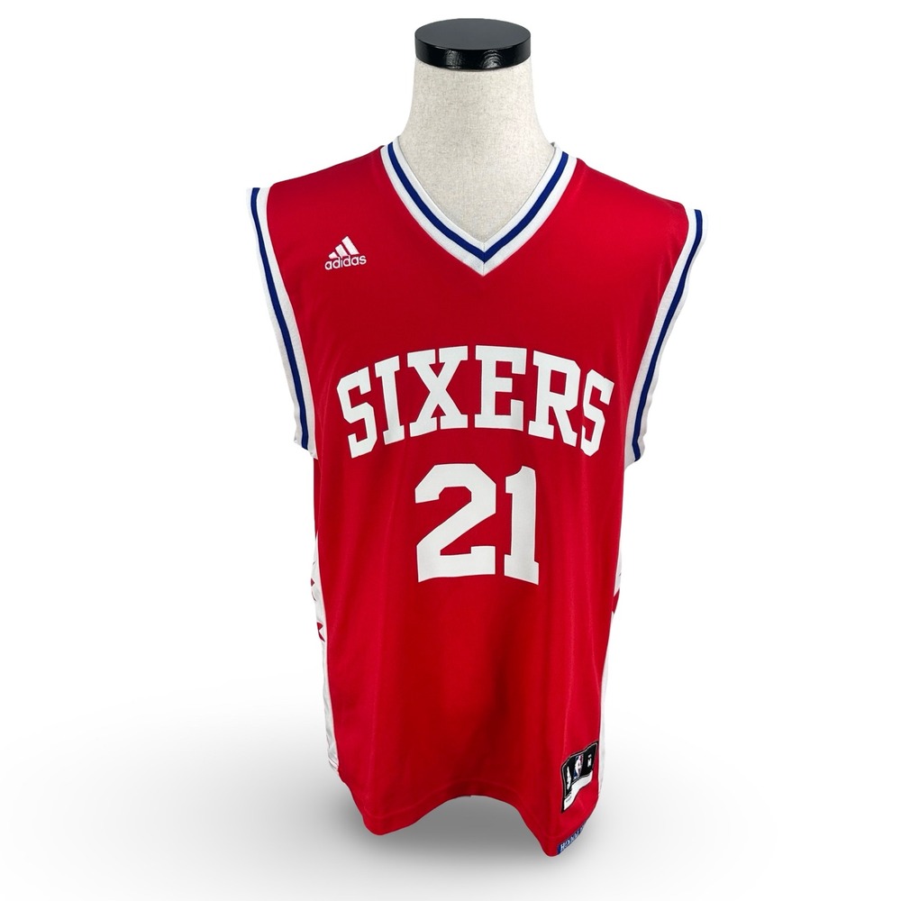 Adidas Joel Embiid Philadelphia 76ers NBA Jersey‎ Red Mens Medium 21 7818A 15